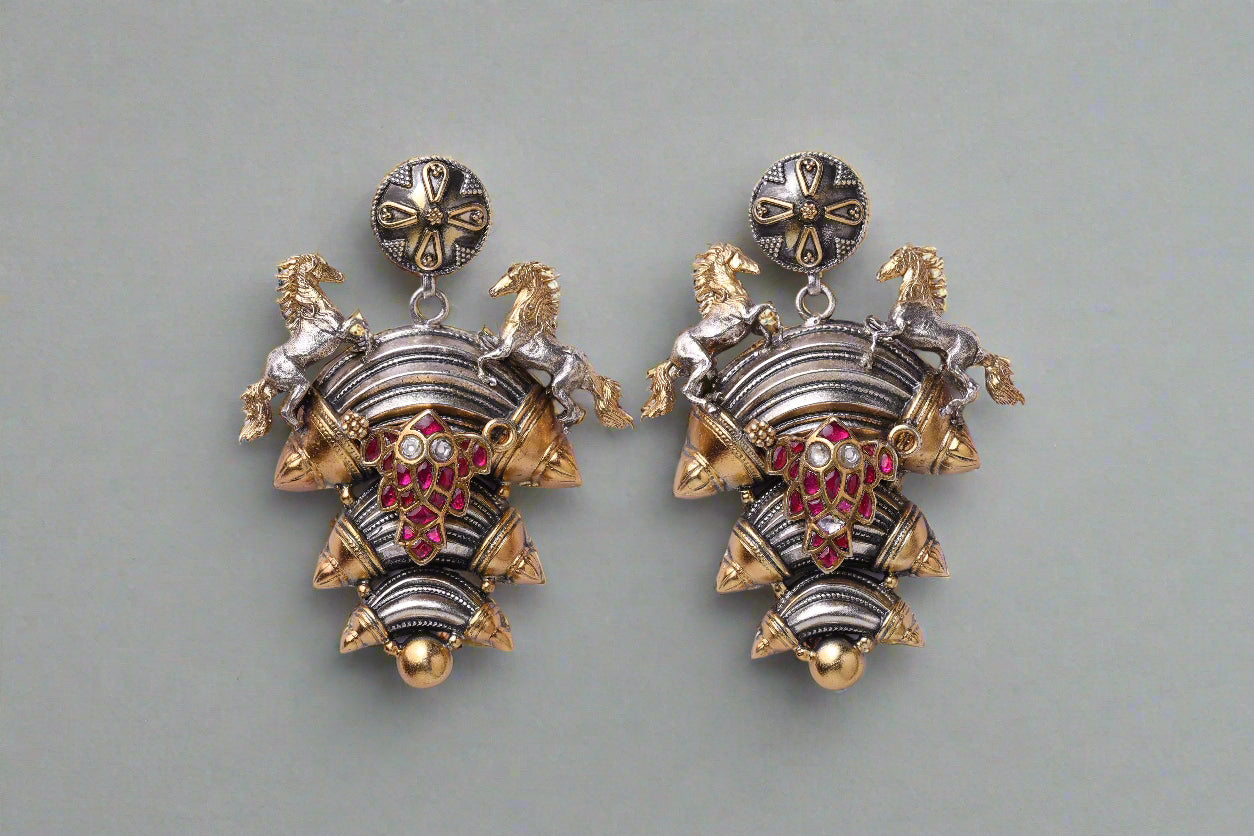 Ashwa-Shakti layered earrings