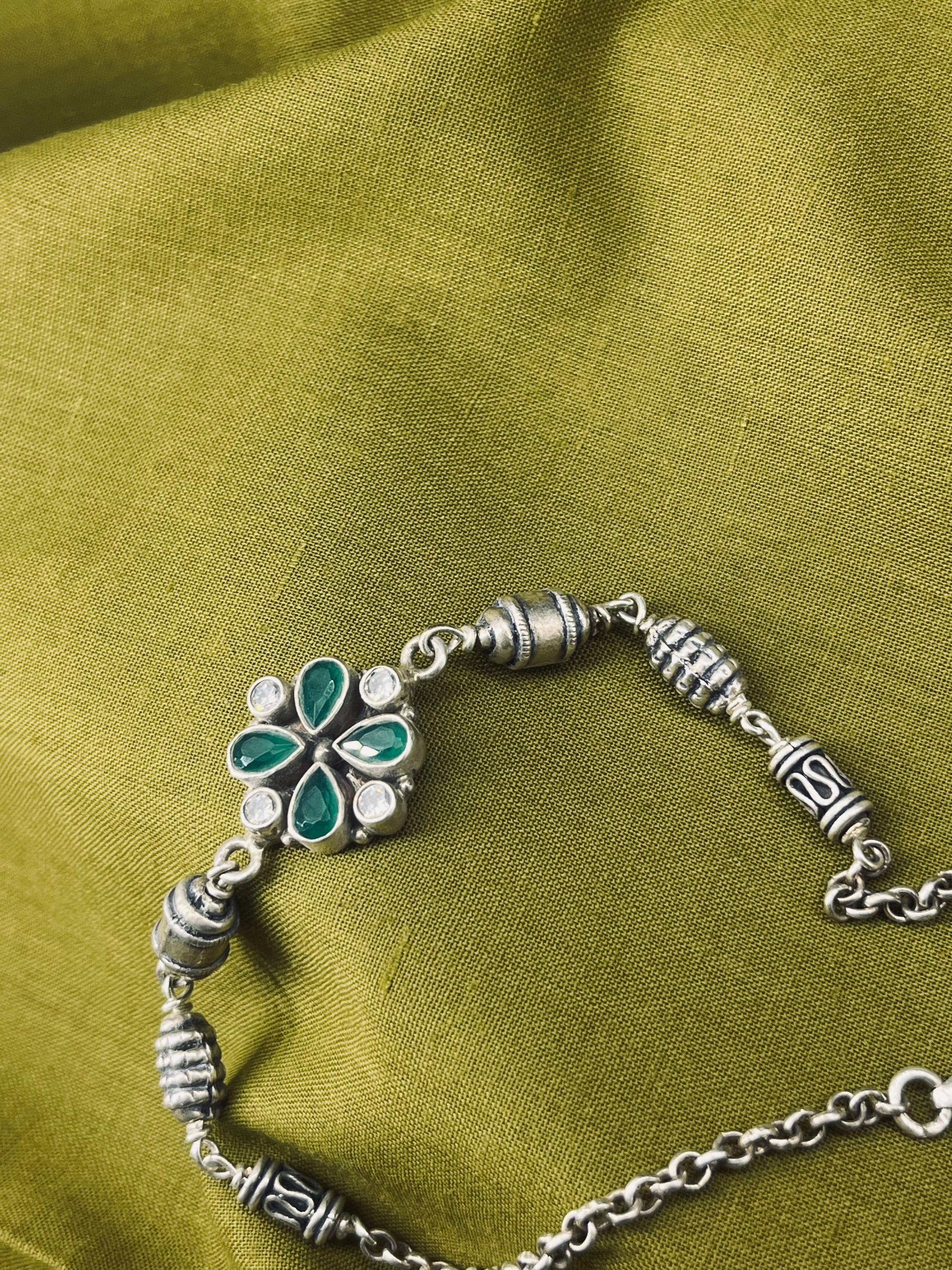 Emerald flower (tribal) Anklet