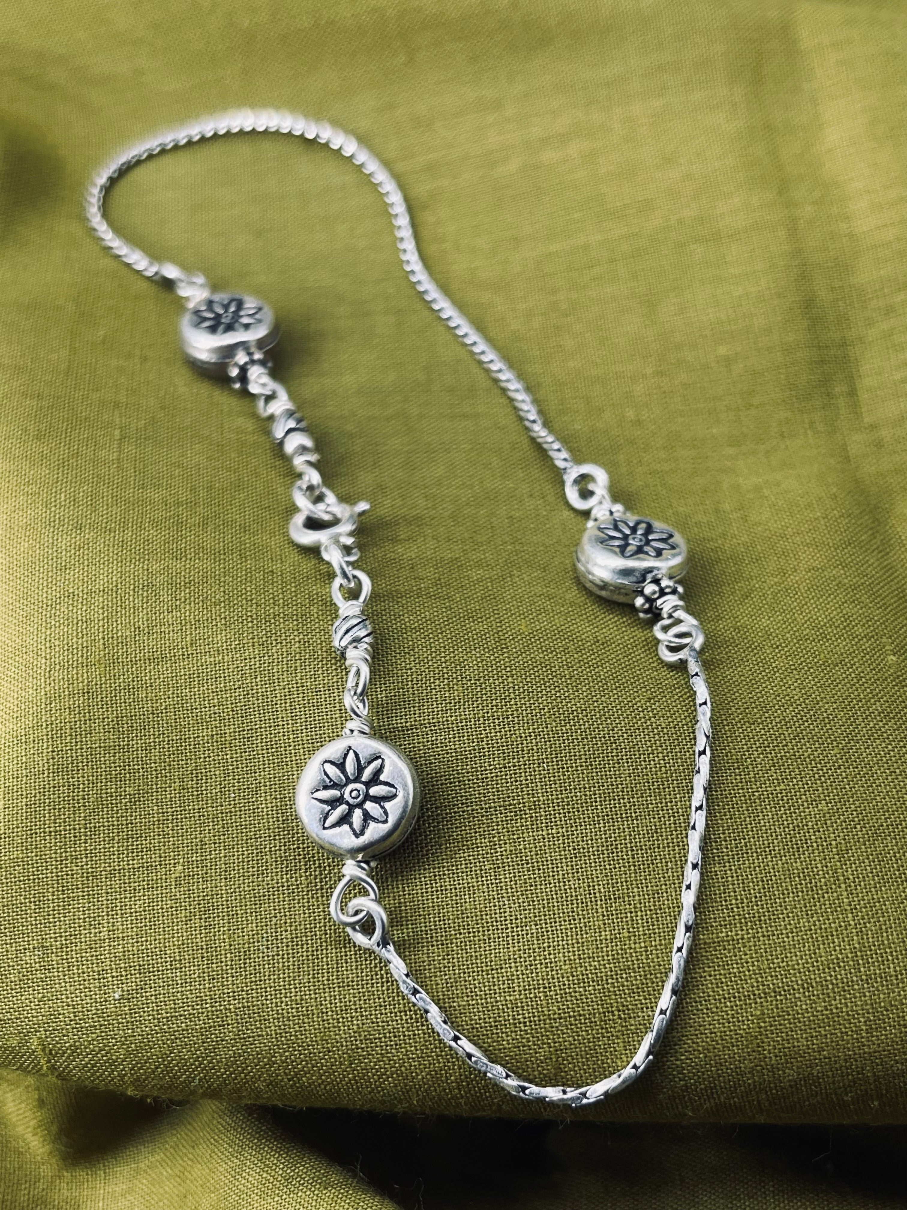 Sunflower charm anklet