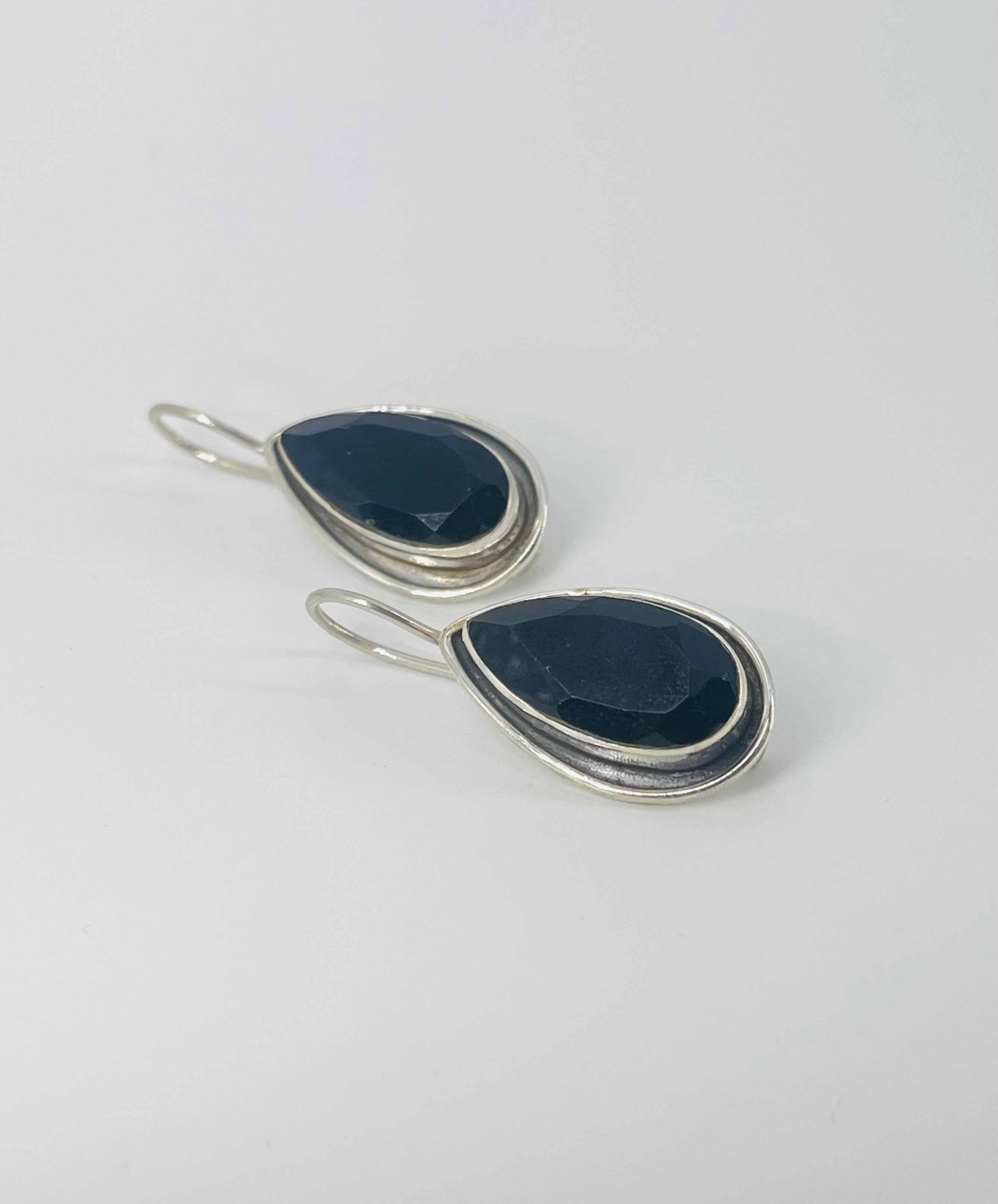 Black Stone Droplet Earrings