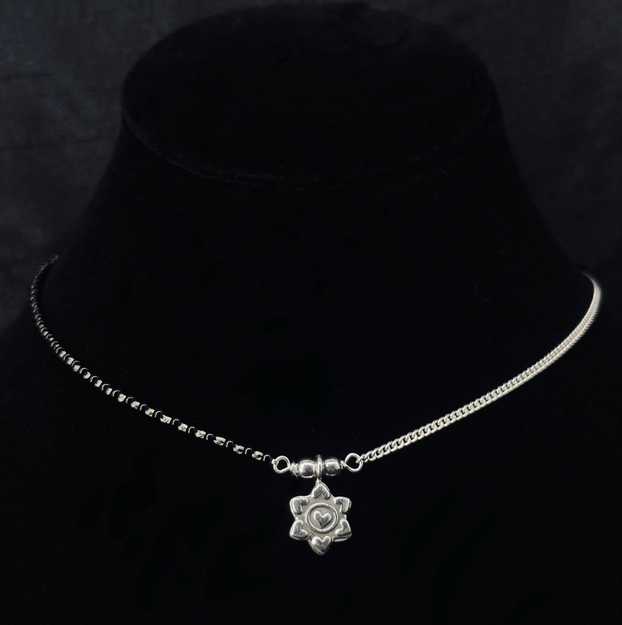 Heart Blossom Charm Dual Chain Necklace
