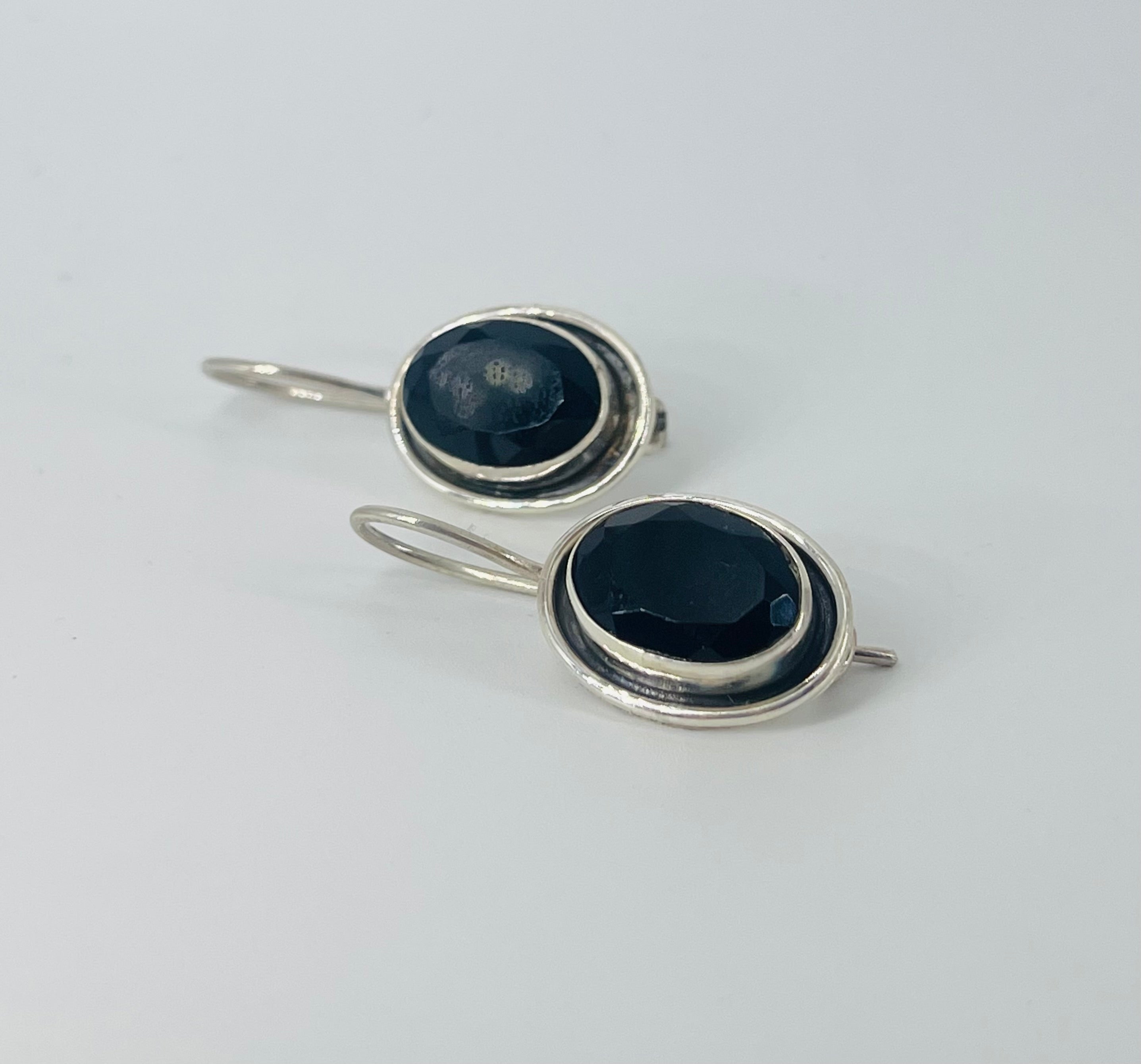 Black Stone Drop Earrings