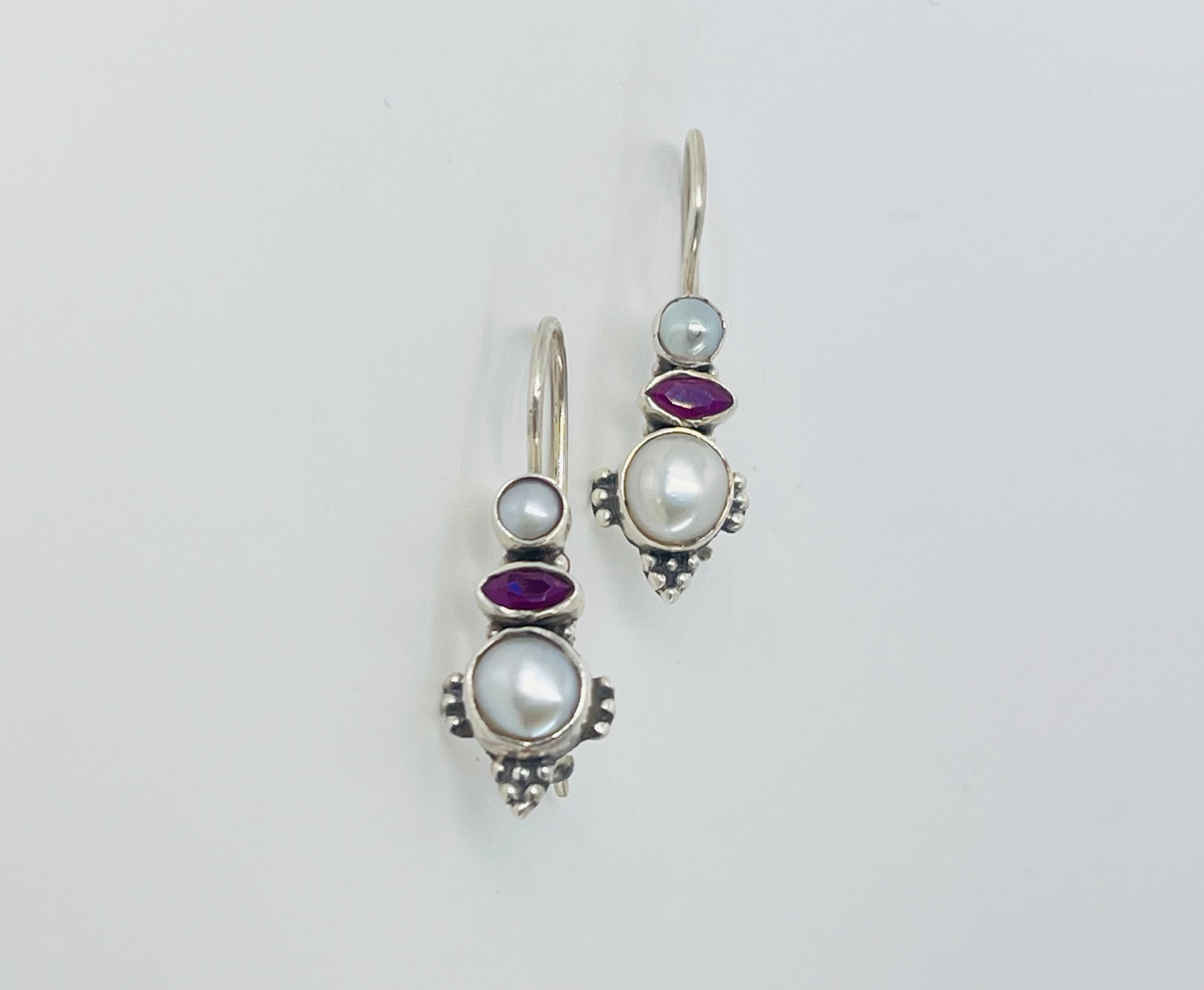 Ruby Tribal Pearl Earrings