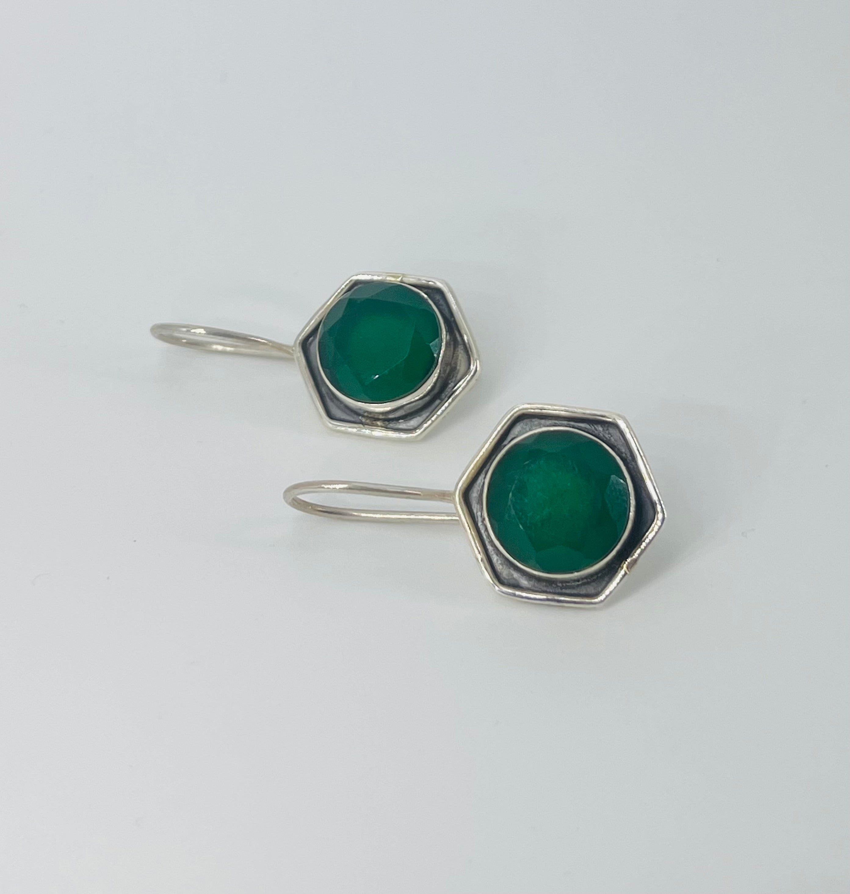 Emerald Round Earrings