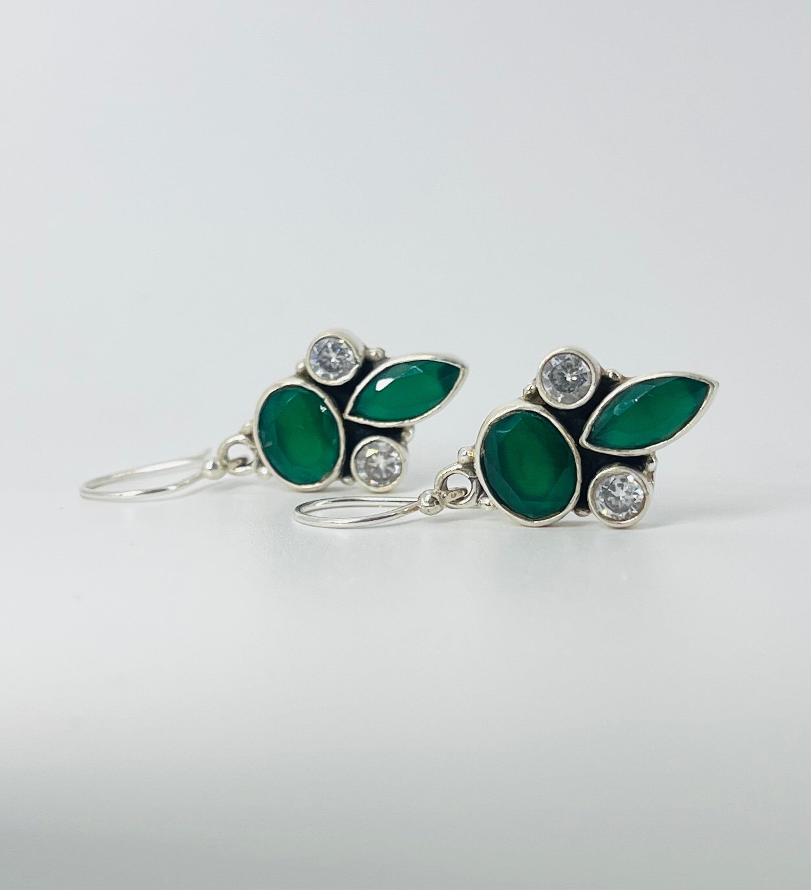 Emerald Dual Tone Earrings
