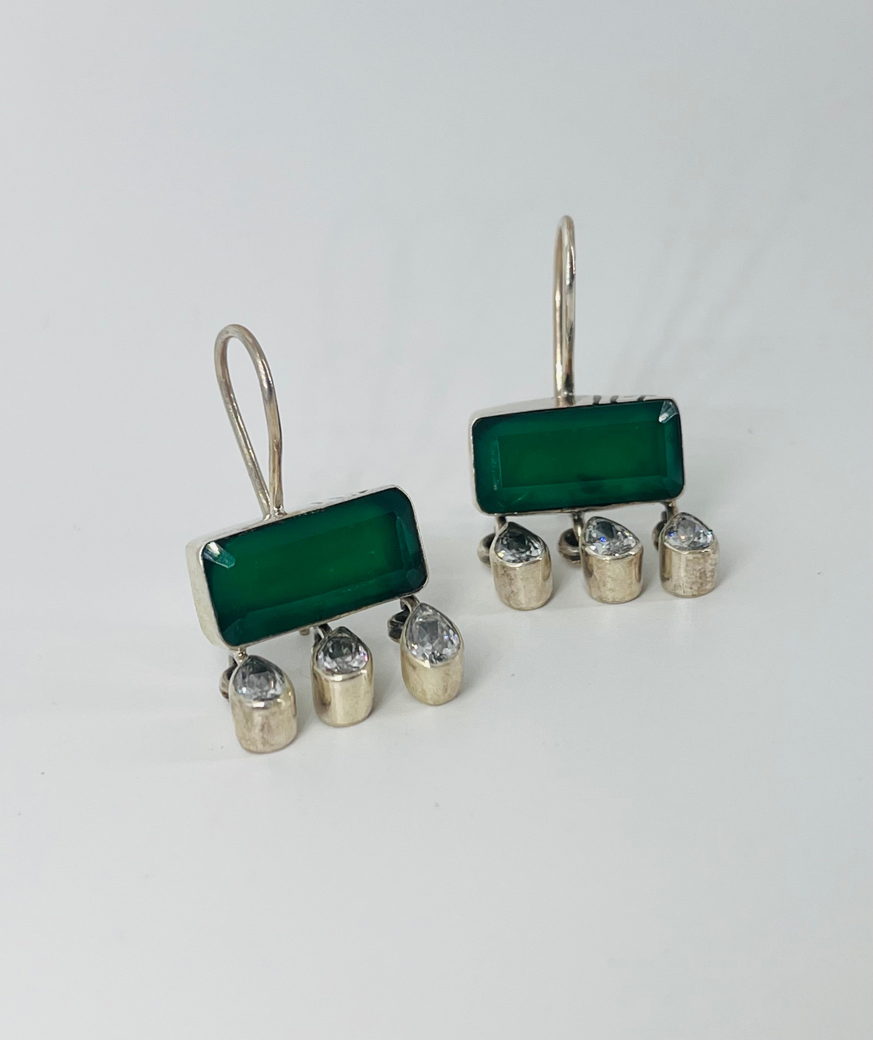 Emerald Diamond Dangle Earrings
