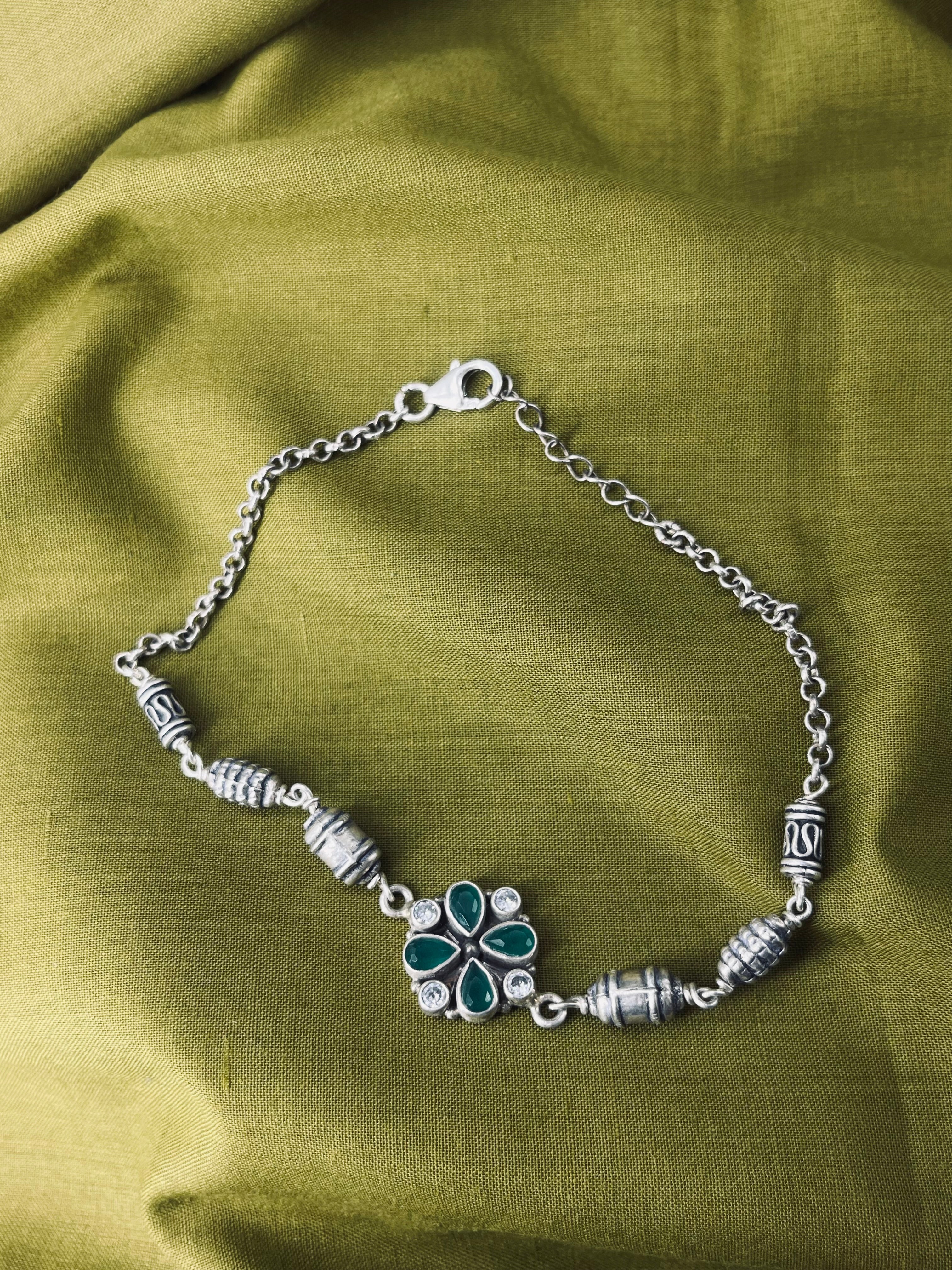 Emerald flower (tribal) Anklet